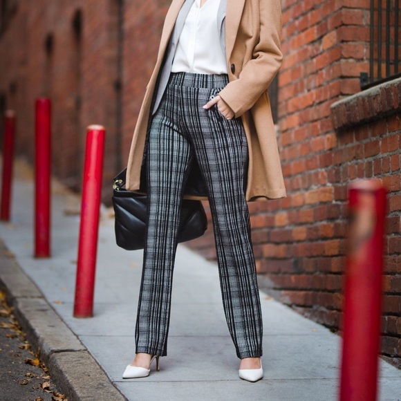 Betabrand Pants - Betabrand : textured plaid dress yoga pants